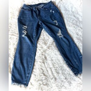 Judy Blue Dark Blue Distressed Relaxed Fit Jeans 16W